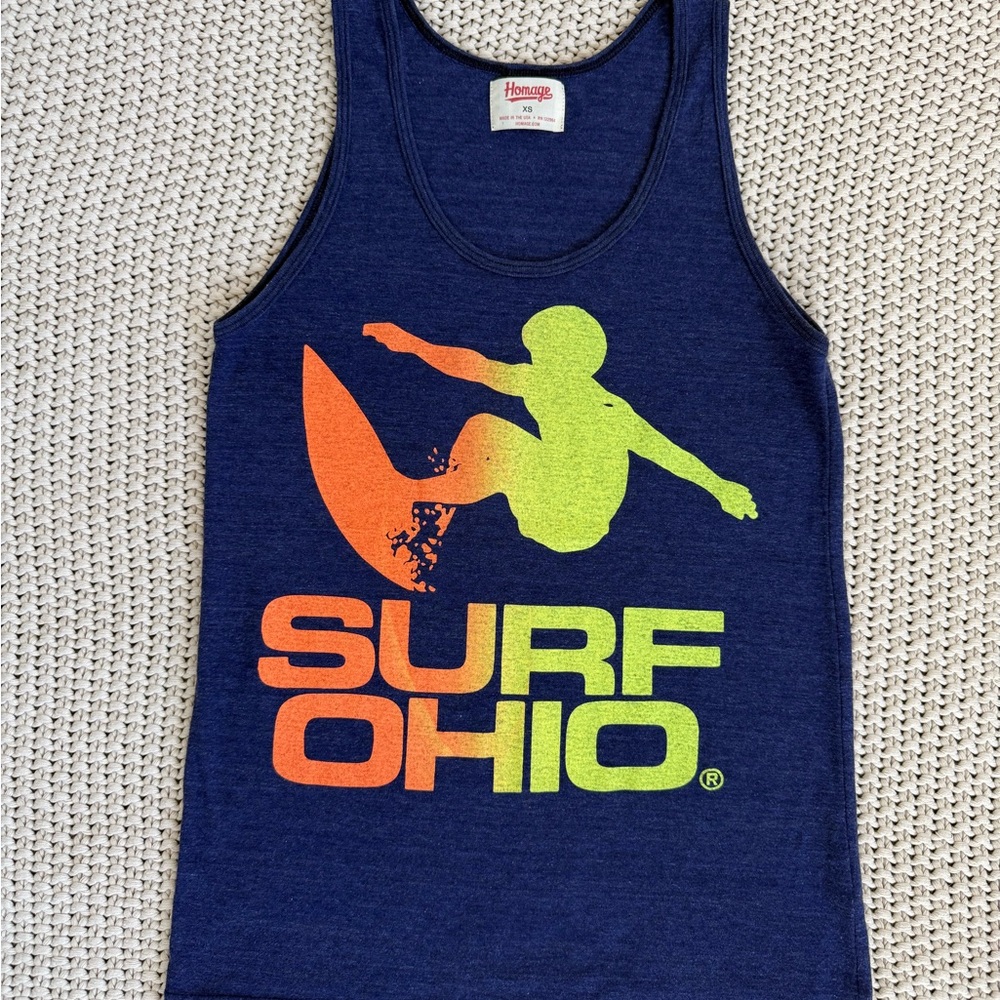 HOMAGE Surf Ohio tank top | Men’s Unisex XS | Blue Multicolor EUC